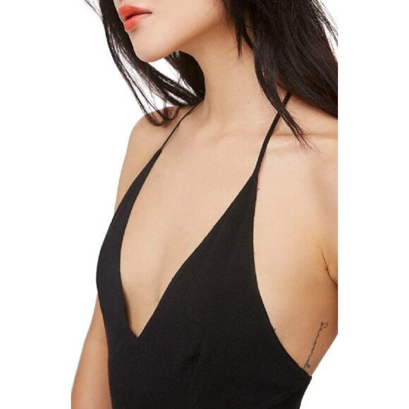 Free People Lillie Black Layered Halter Maxi Dress M - Picture 3 of 7